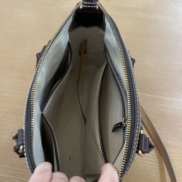 Dooney & Bourke Emerson Domed Satchel Purse Bag Brown Smooth Leather - Picture 8 of 15